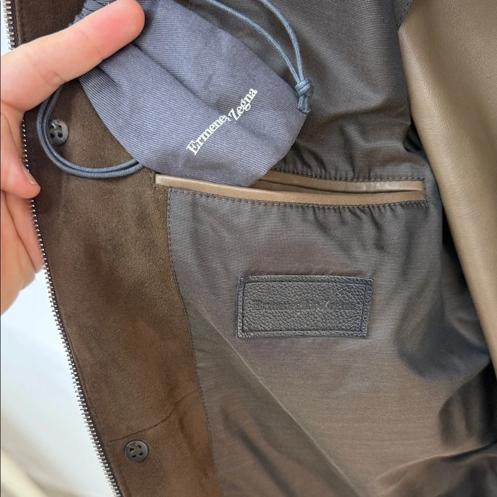 Ermenegildo Zegna Chocolate Suede Bomber Jacket - Picture 6 of 7